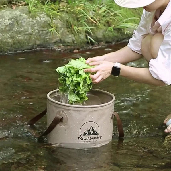 Planet Gates BROWN 1PC Water Bucket Collapsible Bucke Container Multifunctional Portable Light Water Bucket Outdoor Camping Washbasin For Car 20L