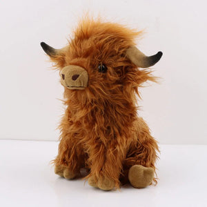 Planet Gates Brown / 29cm 29cm Kawaii Simulation Highland Cow Animal Plush Doll Soft Stuffed Cream Highland Cattle Plush Toy Kyloe Plushie Gift for Kids