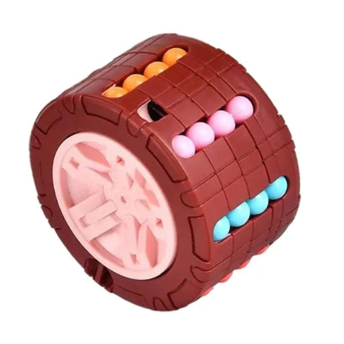Planet Gates Brown 3D Cylinder Cube Toy Magical Bean Gyro Rotate Slide Puzzle Games Relieve Stress Children Educational Montessori Infant Toys Gift