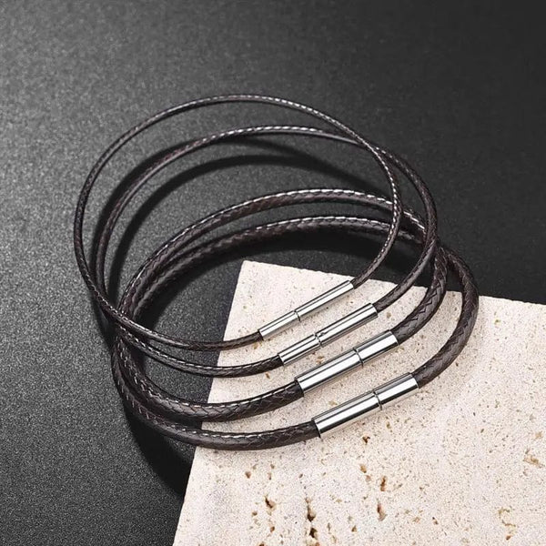 Planet Gates Brown 3mm / 22cm Jiayiqi Handmade Leather Waxed Cord Bracelets Lucky Rope Bracelet & Bangles For Women Men Wax Cord Thread Bracelets