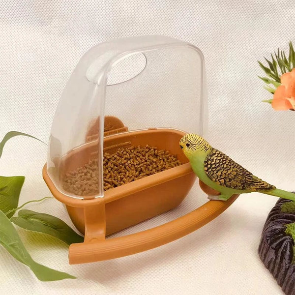 Planet Gates Brown Bird Cage Feeder Parrot Birds Water Hanging Bowl Parakeet Feeder Box Pet Cage Plastic Food Container Bird Supplies 1 Pcs
