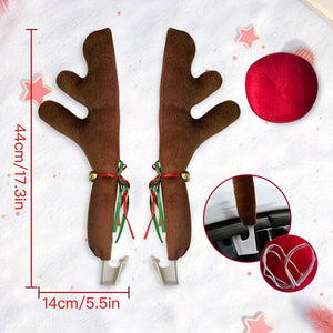 Planet Gates Brown-Christmas-zukmi Car Reindeer Antlers & Nose - Window Roof-Top & Grille Rudolph Reindeer Jingle Bell Christmas Costume - Auto Accessories Decoration Kit