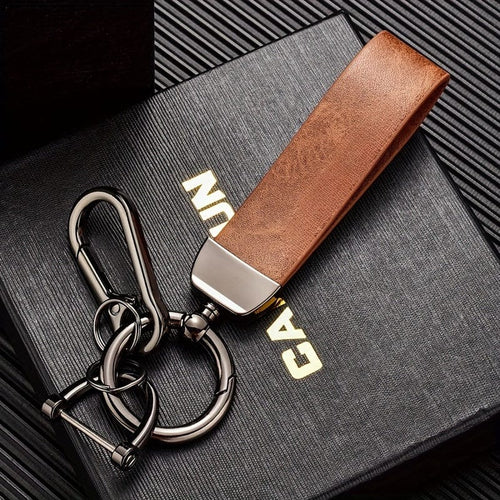 Planet Gates 【brown】 Creative Simple Fashion Keychain Pendant Cool Key Chain Ring Hand Rope Bag Ornament High-end Retro PU Leather Keychain Hanging Buckle Key Accessories