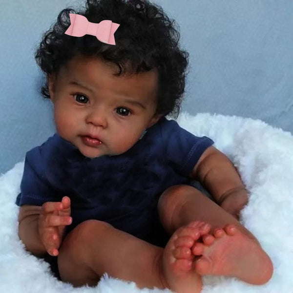 Planet Gates Brown Eyes 20Inch African American Doll Raven Dark Skin Reborn Baby Finished Newborn With Rooted Hair Handmade Toy Gift For Girls