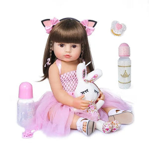 Planet Gates brown eyes / 55CM 55cm NPK bebe doll reborn toddler girl pink princess baty toy very soft full body silicone girl doll