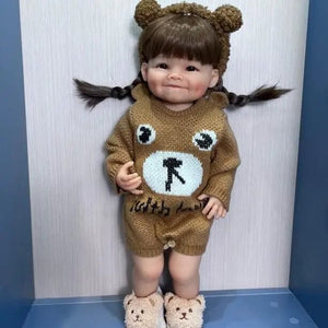 Planet Gates brown eyes / 55cm NPK 22inch Full Silicone Body Reborn Toddler Doll Raya Lifelike Soft Touch High Quality Doll Gifts for Children