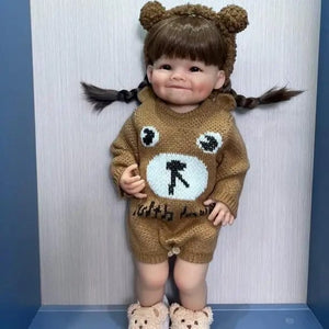 Planet Gates brown eyes / 55cm NPK 22inch Full Silicone Body Reborn Toddler Doll Raya Lifelike Soft Touch High Quality Doll Gifts for Children