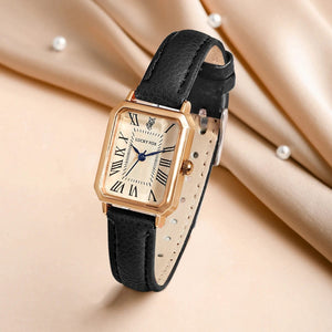 Planet Gates BROWN Fashion Retro Digital Dial Casual Watches Square Leather Strap Fashionable Clock Quartz Wristwatch for Women Gift
