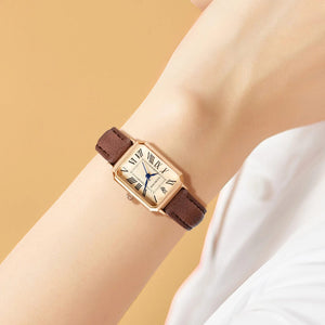 Planet Gates BROWN Fashion Retro Digital Dial Casual Watches Square Leather Strap Fashionable Clock Quartz Wristwatch for Women Gift