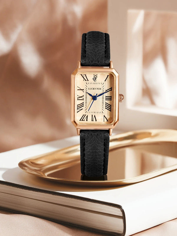 Planet Gates BROWN Fashion Retro Digital Dial Casual Watches Square Leather Strap Fashionable Clock Quartz Wristwatch for Women Gift