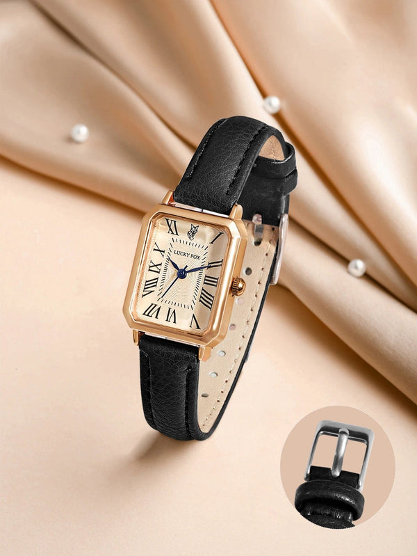 Planet Gates BROWN Fashion Retro Digital Dial Casual Watches Square Leather Strap Fashionable Clock Quartz Wristwatch for Women Gift