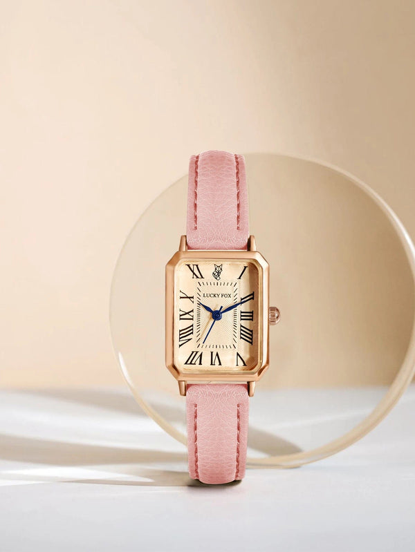 Planet Gates BROWN Fashion Retro Digital Dial Casual Watches Square Leather Strap Fashionable Clock Quartz Wristwatch for Women Gift