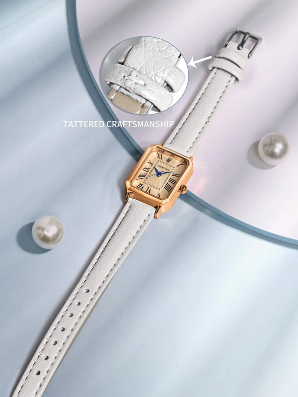 Planet Gates BROWN Fashion Retro Digital Dial Casual Watches Square Leather Strap Fashionable Clock Quartz Wristwatch for Women Gift