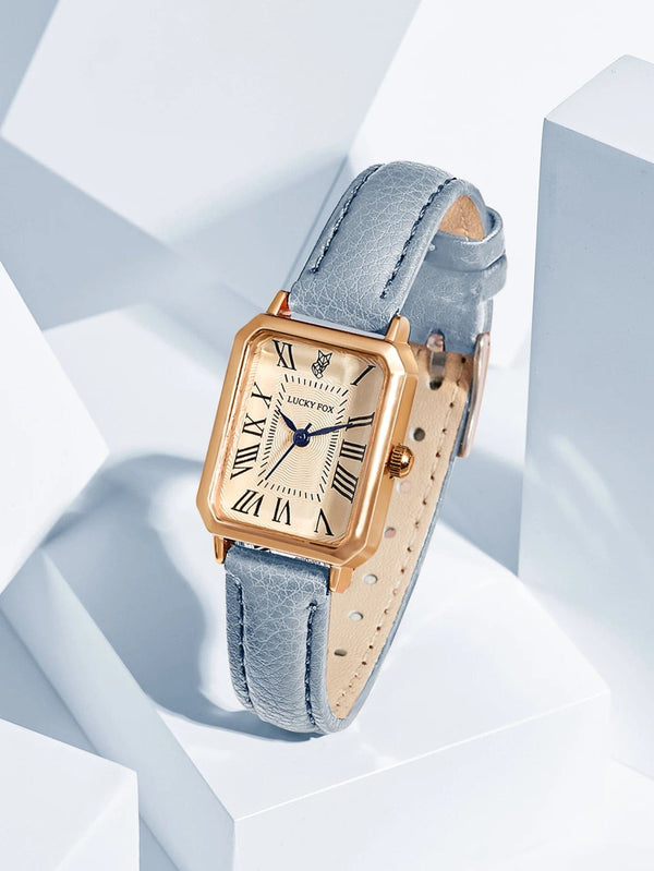 Planet Gates BROWN Fashion Retro Digital Dial Casual Watches Square Leather Strap Fashionable Clock Quartz Wristwatch for Women Gift