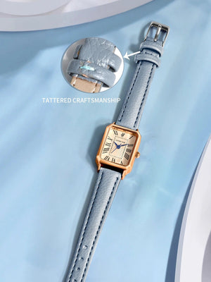 Planet Gates BROWN Fashion Retro Digital Dial Casual Watches Square Leather Strap Fashionable Clock Quartz Wristwatch for Women Gift