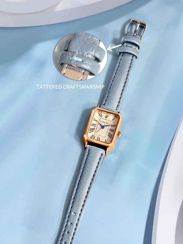 Planet Gates BROWN Fashion Retro Digital Dial Casual Watches Square Leather Strap Fashionable Clock Quartz Wristwatch for Women Gift