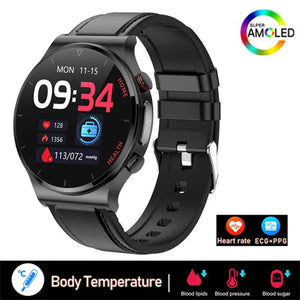 Planet Gates Brown leather 2024 New Laser Treatment Three High Smart Watch Men ECG PPG Heart Rate Blood Sugar Health Tracker Smart Watches For Huawei IOS