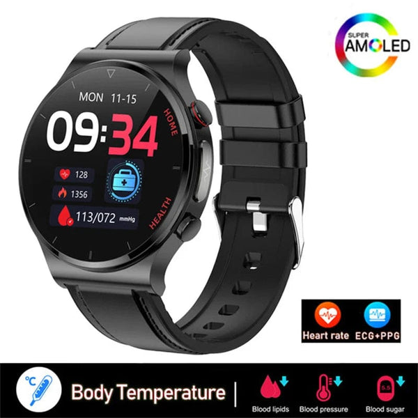 Planet Gates Brown leather 2024 New Laser Treatment Three High Smart Watch Men ECG PPG Heart Rate Blood Sugar Health Tracker Smart Watches For Huawei IOS