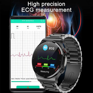 Planet Gates Brown leather 2024 New Laser Treatment Three High Smart Watch Men ECG PPG Heart Rate Blood Sugar Health Tracker Smart Watches For Huawei IOS