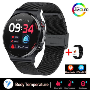 Planet Gates Brown leather 2024 New Laser Treatment Three High Smart Watch Men ECG PPG Heart Rate Blood Sugar Health Tracker Smart Watches For Huawei IOS