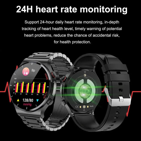 Planet Gates Brown leather 2024 New Laser Treatment Three High Smart Watch Men ECG PPG Heart Rate Blood Sugar Health Tracker Smart Watches For Huawei IOS