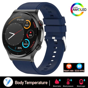 Planet Gates Brown leather 2024 New Laser Treatment Three High Smart Watch Men ECG PPG Heart Rate Blood Sugar Health Tracker Smart Watches For Huawei IOS