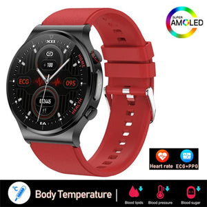 Planet Gates Brown leather 2024 New Laser Treatment Three High Smart Watch Men ECG PPG Heart Rate Blood Sugar Health Tracker Smart Watches For Huawei IOS