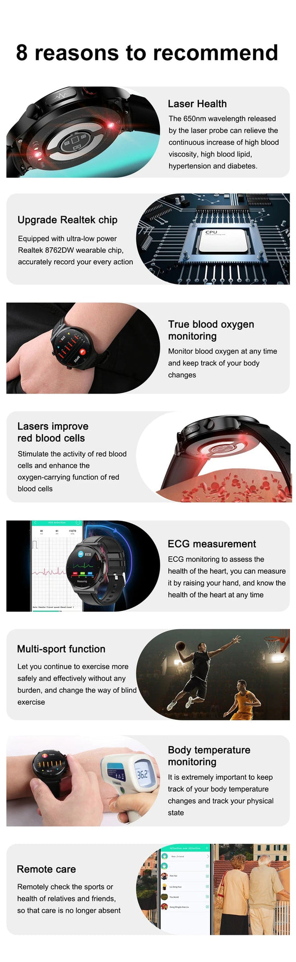 Planet Gates Brown leather 2024 New Laser Treatment Three High Smart Watch Men ECG PPG Heart Rate Blood Sugar Health Tracker Smart Watches For Huawei IOS