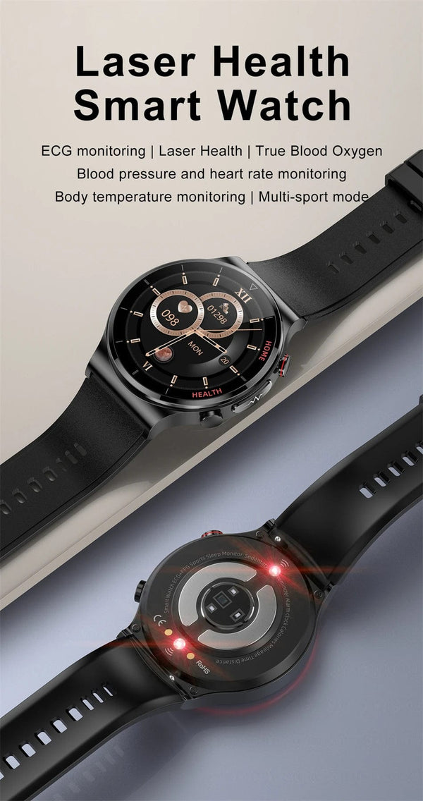 Planet Gates Brown leather 2024 New Laser Treatment Three High Smart Watch Men ECG PPG Heart Rate Blood Sugar Health Tracker Smart Watches For Huawei IOS