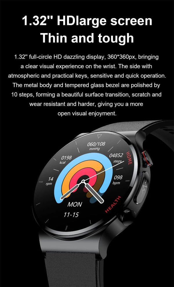 Planet Gates Brown leather 2024 New Laser Treatment Three High Smart Watch Men ECG PPG Heart Rate Blood Sugar Health Tracker Smart Watches For Huawei IOS
