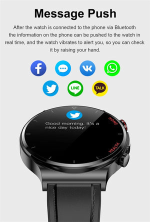 Planet Gates Brown leather 2024 New Laser Treatment Three High Smart Watch Men ECG PPG Heart Rate Blood Sugar Health Tracker Smart Watches For Huawei IOS