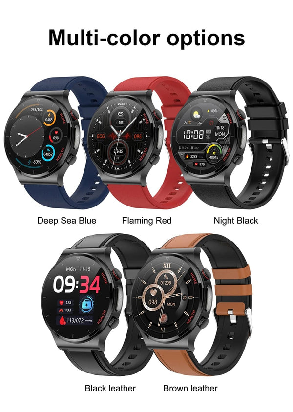 Planet Gates Brown leather 2024 New Laser Treatment Three High Smart Watch Men ECG PPG Heart Rate Blood Sugar Health Tracker Smart Watches For Huawei IOS