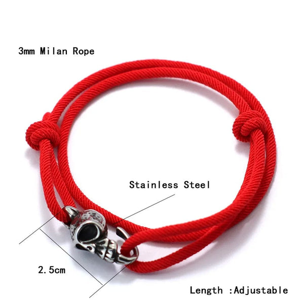 Planet Gates Brown New Gothic Skull Bracelet For Men Handmade Sliding Adjustable Thin String Braslet Easy Hook Nautical Skeleton Braclet Pulseria