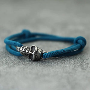 Planet Gates Brown New Gothic Skull Bracelet For Men Handmade Sliding Adjustable Thin String Braslet Easy Hook Nautical Skeleton Braclet Pulseria