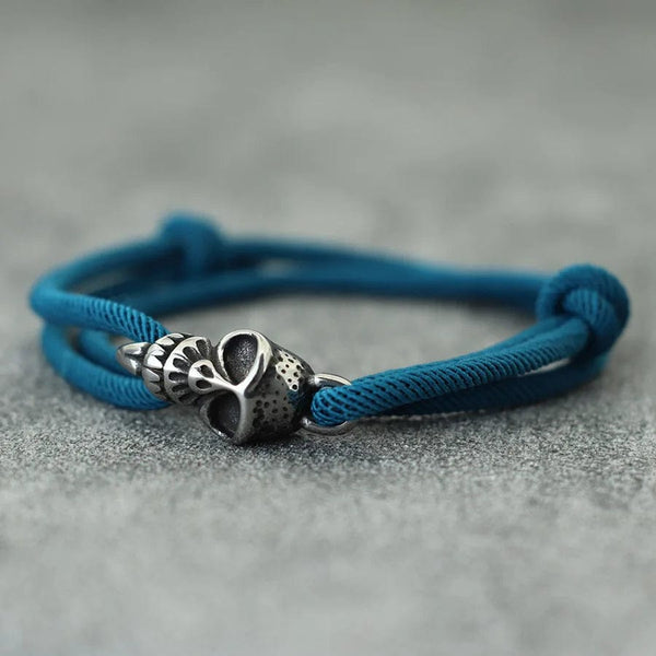 Planet Gates Brown New Gothic Skull Bracelet For Men Handmade Sliding Adjustable Thin String Braslet Easy Hook Nautical Skeleton Braclet Pulseria