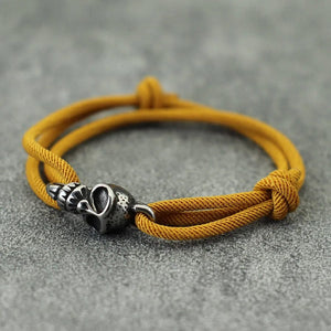 Planet Gates Brown New Gothic Skull Bracelet For Men Handmade Sliding Adjustable Thin String Braslet Easy Hook Nautical Skeleton Braclet Pulseria