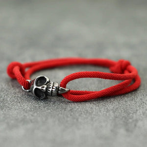 Planet Gates Brown New Gothic Skull Bracelet For Men Handmade Sliding Adjustable Thin String Braslet Easy Hook Nautical Skeleton Braclet Pulseria