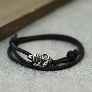 Planet Gates Brown New Gothic Skull Bracelet For Men Handmade Sliding Adjustable Thin String Braslet Easy Hook Nautical Skeleton Braclet Pulseria