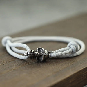 Planet Gates Brown New Gothic Skull Bracelet For Men Handmade Sliding Adjustable Thin String Braslet Easy Hook Nautical Skeleton Braclet Pulseria