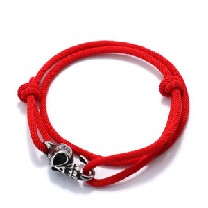 Planet Gates Brown New Gothic Skull Bracelet For Men Handmade Sliding Adjustable Thin String Braslet Easy Hook Nautical Skeleton Braclet Pulseria