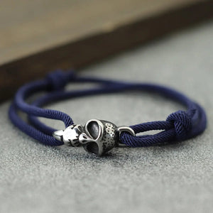 Planet Gates Brown New Gothic Skull Bracelet For Men Handmade Sliding Adjustable Thin String Braslet Easy Hook Nautical Skeleton Braclet Pulseria