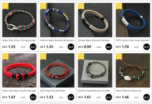 Planet Gates Brown New Gothic Skull Bracelet For Men Handmade Sliding Adjustable Thin String Braslet Easy Hook Nautical Skeleton Braclet Pulseria