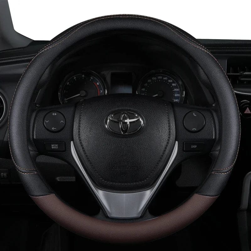 Planet Gates BROWN New PU Leather Splicing Leather Anti-slip Wear Four Seasons Universal Steering Wheel Cover