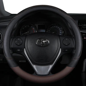 Planet Gates BROWN New PU Leather Splicing Leather Anti-slip Wear Four Seasons Universal Steering Wheel Cover