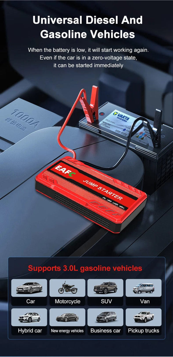 Planet Gates Brown / Poland Peak Current 600A Car Jump Starter Power Bank 12V Portable Car Battery Booster Charger Starting Device Petrol Diesel Car Starter