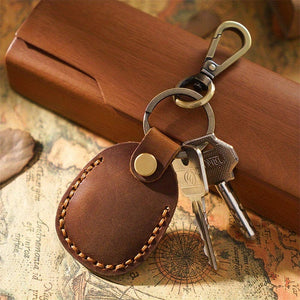 Planet Gates Brown Secure Your Airtags With This Stylish Retro Faux Leather Case + Keychain