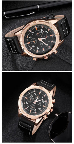 Planet Gates BROWN SHAARMS Men Gift Watch Business Luxury Company Mens Set 6 in 1 Watch Glasses Pen Keychain Belt Purse Welcome Holiday Birthday