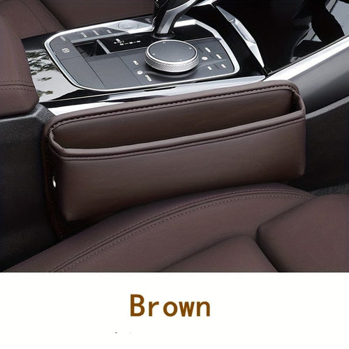 Planet Gates Brown Upgrade Your Car with a PU Leather Seat Gap Manager - Keep Your Belongings Secure & Organized!
