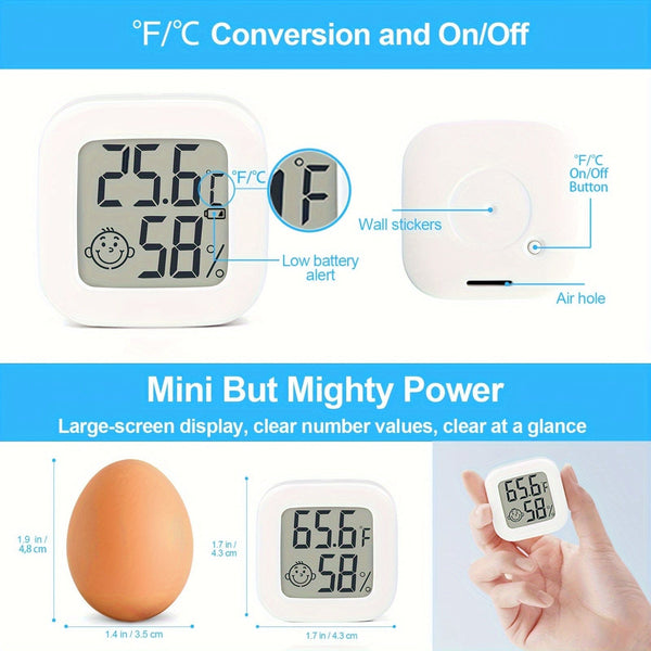 Planet Gates BT Thermometer 1pc Wireless Hygrometer Thermometer, Modern White Square Digital Thermometer For Home