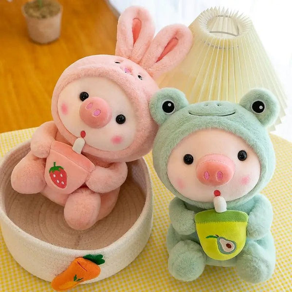 Planet Gates Bubble Pig Plush Toy Stuffed Animal Bunny Frog Unicorn Tiger Pillow Cup Milk Tea Boba Plushies Doll Birthday Gift Cuddly Baby